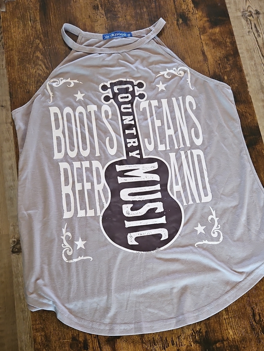 iris Gray Graphic Country Music Crop Top